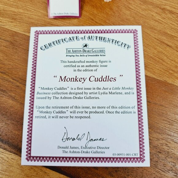 Just a Little Monkey Business Ashton Drake Gallery Lydia Marlene Cuddles Figure - Picture 2 of 13